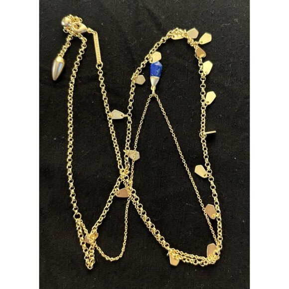 Kendra Scott Freida Goldtone Multistrand Necklace With Blue Stone - Picture 3 of 4